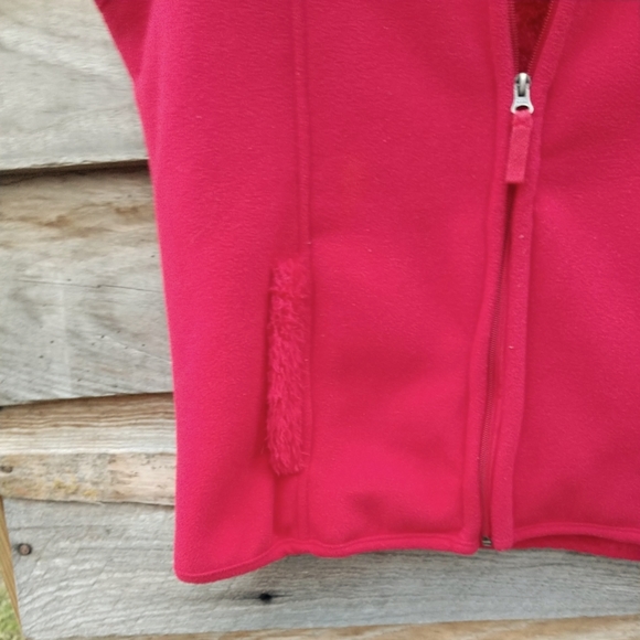 Women's Vest Jane Ashley Casual Sherpa Fleece Zip Up Vest Red Size Large - Picture 2 of 10